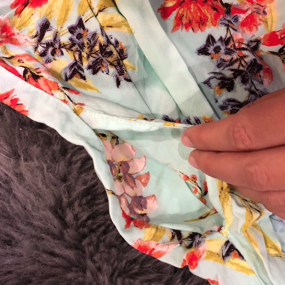 Turquoise and Floral Print Cotton On Romper - Picture 5 of 6
